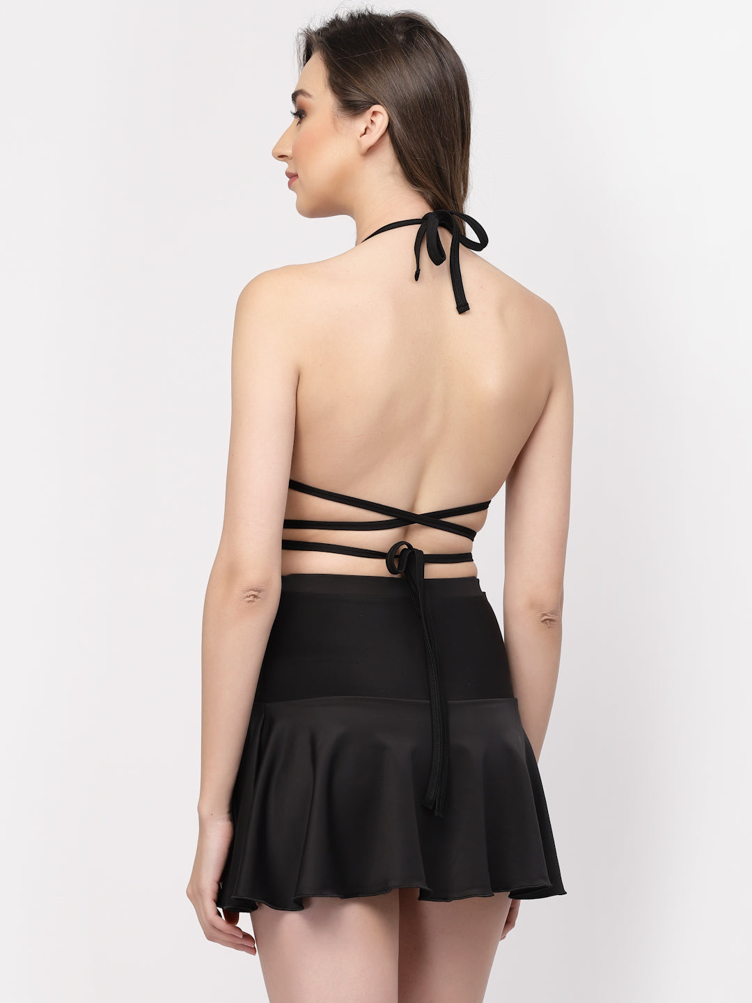 CUKOO Padded Polka Dot Two piece Skirtini Swimwear