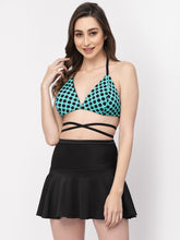 CUKOO Padded Polka Dot Two piece Skirtini Swimwear