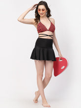 CUKOO Padded Polka Dot Two piece Skirtini Swimwear