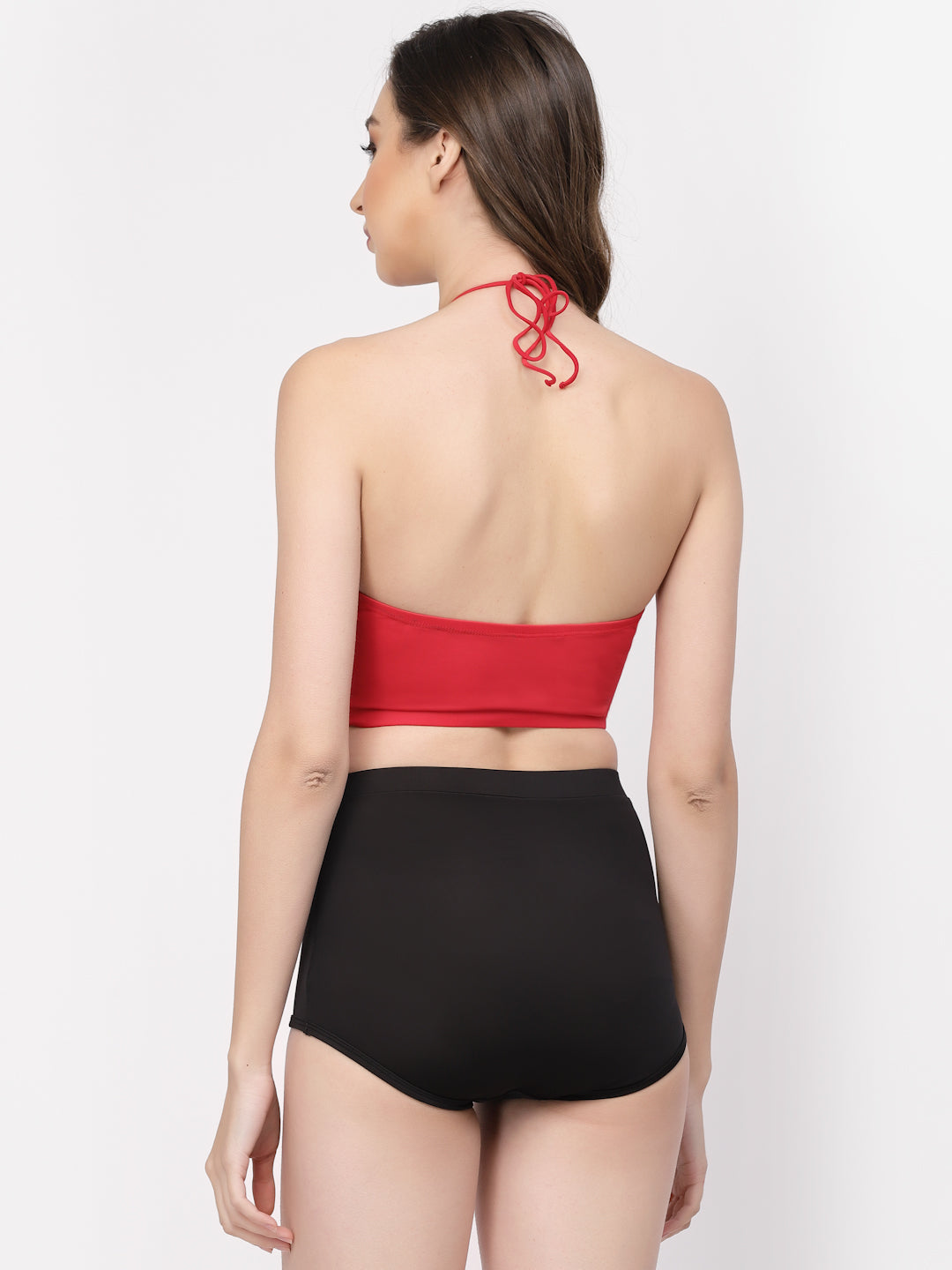 CUKOO Padded Red & Black Two piece Tankini Swimwear