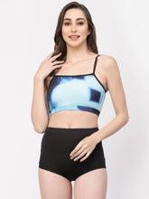 CUKOO Padded Blue & Black Two piece Tankini Swimwear