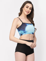 CUKOO Padded Blue & Black Two piece Tankini Swimwear