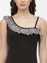 CUKOO Padded Leopard Printed One Shoulder Swimsuit