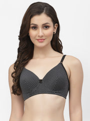 CUKOO Lightly Padded Black Printed Everyday Bra