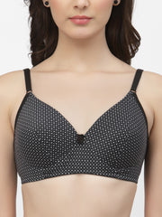 CUKOO Lightly Padded Black Printed Everyday Bra