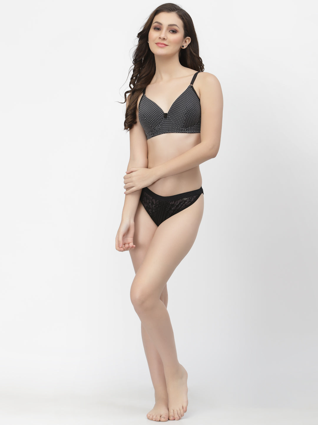 CUKOO Lightly Padded Black Printed Everyday Bra
