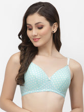 CUKOO Lightly Padded Blue Polka Dot Printed Everyday Bra