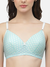CUKOO Lightly Padded Blue Polka Dot Printed Everyday Bra